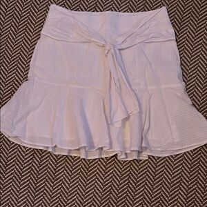 Club Monaco White Ruffled Skirt with Tie in Front